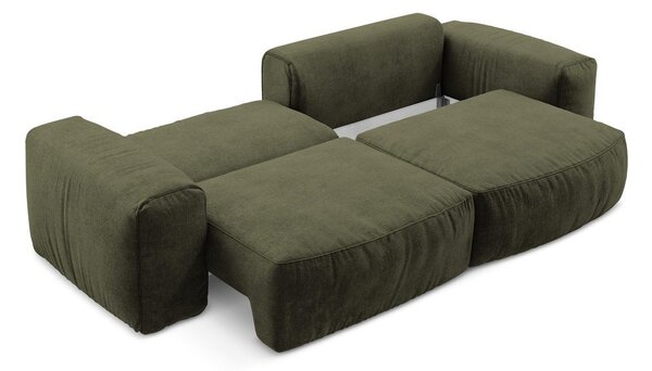 Zielona rozkładana sofa z tkaniny szenilowej 275 cm Kuki – Makamii