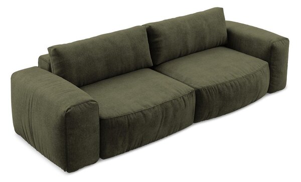 Zielona rozkładana sofa z tkaniny szenilowej 275 cm Kuki – Makamii