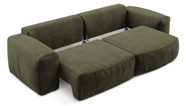 Zielona rozkładana sofa z tkaniny szenilowej 275 cm Kuki – Makamii