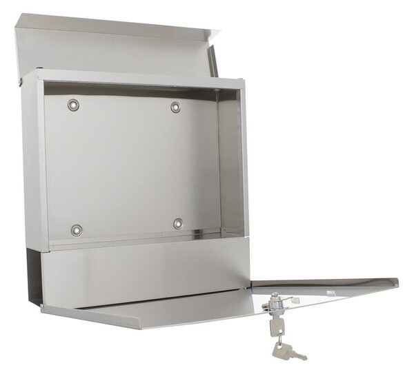 Skrzynka pocztowa na listy KENSINGTON inox, 370 x 370 x 105 mm, ze stali nierdzewnej