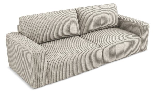 Beżowa sztruksowa rozkładana sofa ze schowkiem 252 cm Kona – Makamii