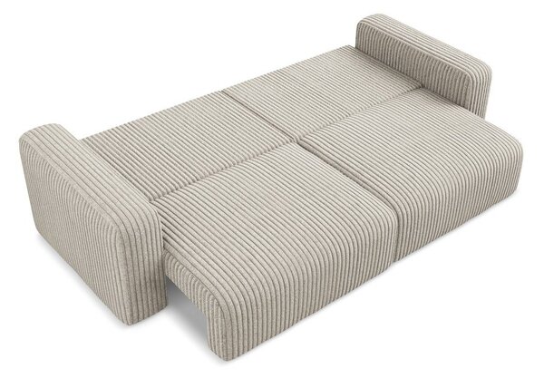 Beżowa sztruksowa rozkładana sofa ze schowkiem 252 cm Kona – Makamii