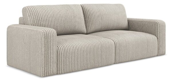 Beżowa sztruksowa rozkładana sofa ze schowkiem 252 cm Kona – Makamii