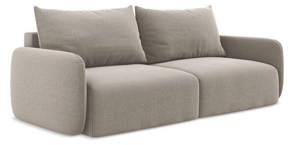 Szarobrązowa aksamitna rozkładana sofa ze schowkiem 238 cm Kalena – Makamii