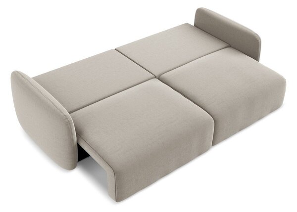 Szarobrązowa aksamitna rozkładana sofa ze schowkiem 238 cm Kalena – Makamii