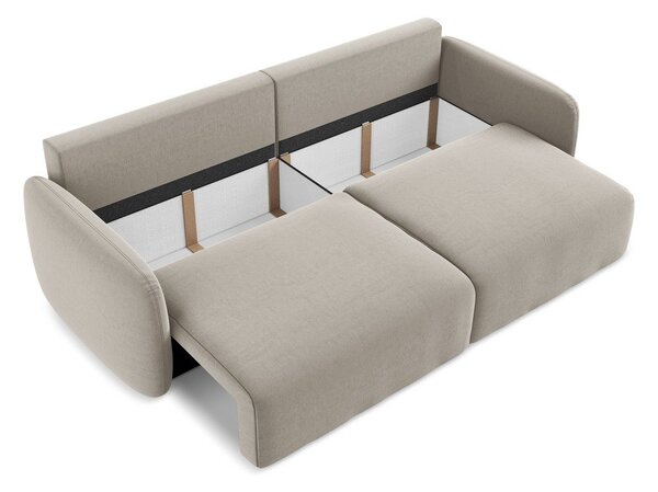 Szarobrązowa aksamitna rozkładana sofa ze schowkiem 238 cm Kalena – Makamii