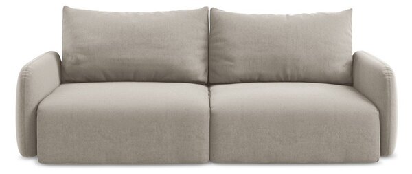 Szarobrązowa aksamitna rozkładana sofa ze schowkiem 238 cm Kalena – Makamii