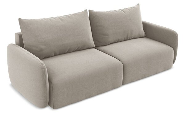 Szarobrązowa aksamitna rozkładana sofa ze schowkiem 238 cm Kalena – Makamii