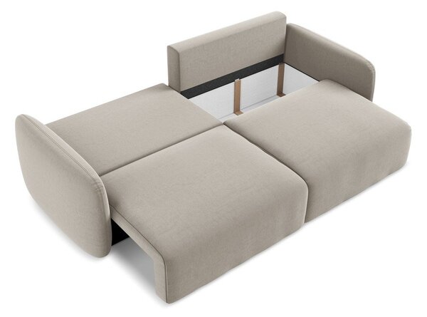 Szarobrązowa aksamitna rozkładana sofa ze schowkiem 238 cm Kalena – Makamii
