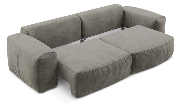 Szara rozkładana sofa z tkaniny szenilowej 275 cm Kuki – Makamii