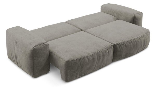 Szara rozkładana sofa z tkaniny szenilowej 275 cm Kuki – Makamii