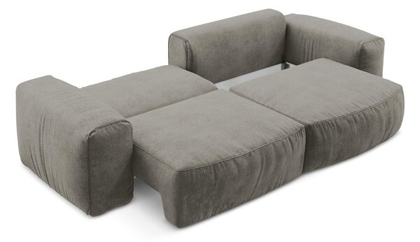 Szara rozkładana sofa z tkaniny szenilowej 275 cm Kuki – Makamii