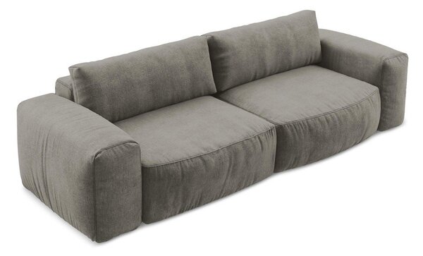 Szara rozkładana sofa z tkaniny szenilowej 275 cm Kuki – Makamii