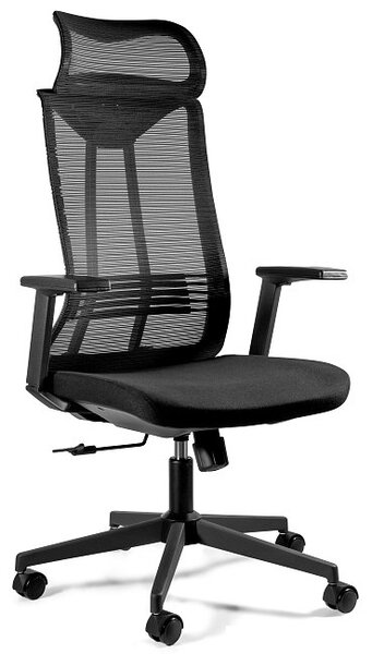 Obrotowe krzesło biurowe z oparciem i zagłówkiem z siatki Concept