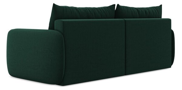 Ciemnozielona aksamitna rozkładana sofa ze schowkiem 238 cm Kalena – Makamii