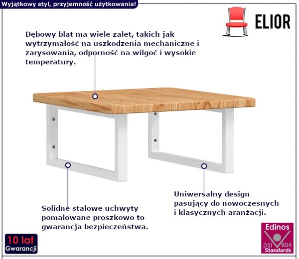 Jasnobrązowa półka białe uchwyty 50x50 - Bafo