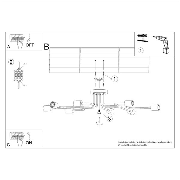 Biały metalowy żyrandol w stylu loftowym - 2X D284 S3-M46
