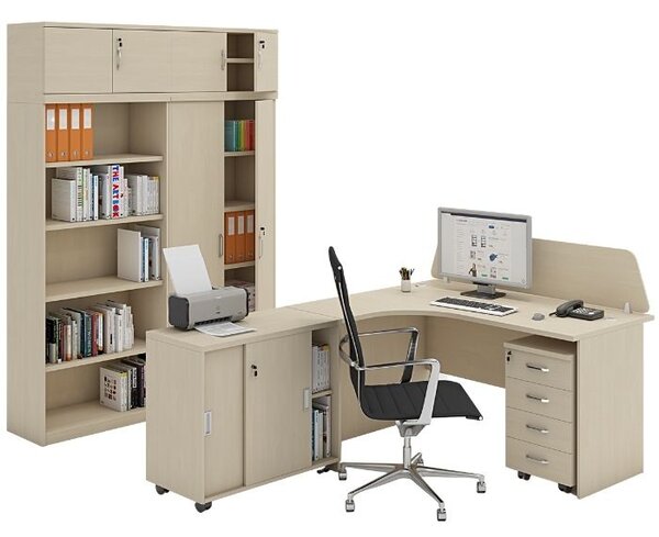 Ergonomiczne biurko MIRELLI, 140x120 cm, lewe, brzoza