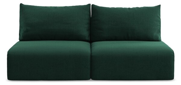 Ciemnozielona aksamitna rozkładana sofa ze schowkiem 216 cm Kalena – Makamii