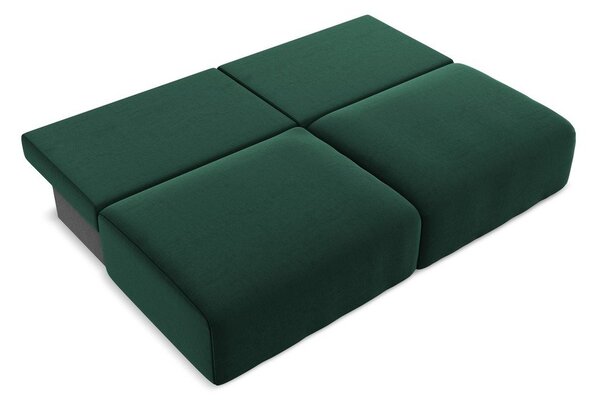 Ciemnozielona aksamitna rozkładana sofa ze schowkiem 216 cm Kalena – Makamii