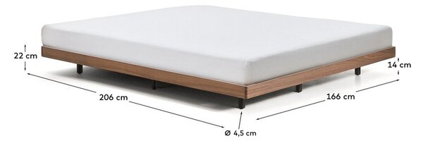 Brązowe łóżko dwuosobowe z litego drewna brzozowego bez zagłówka ze stelażem 160x200 cm Norlen – Kave Home
