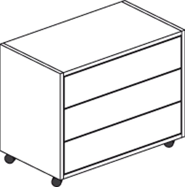 Szafka na kółkach, 3 szuflady White LAYERS, 600x400x575 mm, biały