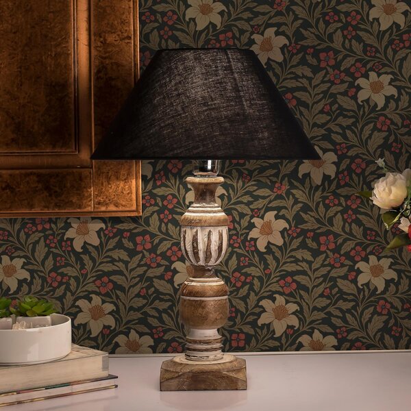 Tapety Ciemne tło z żółtymi i czerwonymi kwiatami w stylu Art Nouveau, Tapety Z kwiatami, a00293 : Uwalls.pl