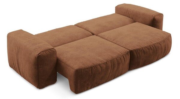Rozkładana sofa z tkaniny szenilowej w kolorze terakoty 275 cm Kuki – Makamii