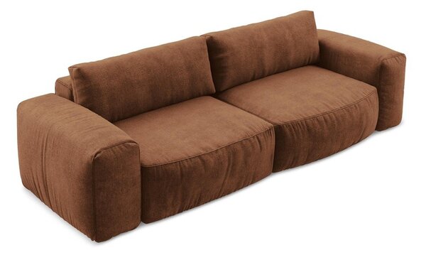 Rozkładana sofa z tkaniny szenilowej w kolorze terakoty 275 cm Kuki – Makamii
