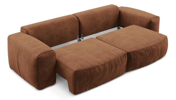 Rozkładana sofa z tkaniny szenilowej w kolorze terakoty 275 cm Kuki – Makamii