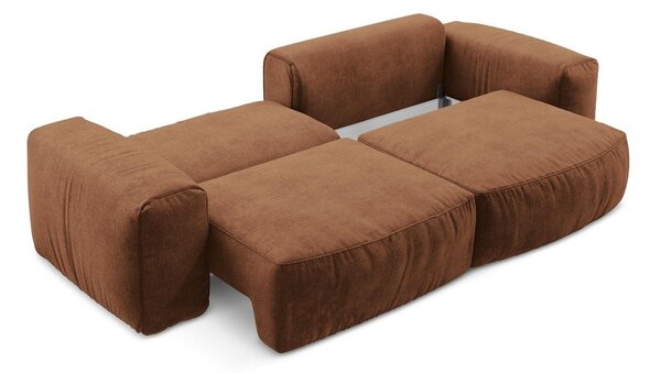 Rozkładana sofa z tkaniny szenilowej w kolorze terakoty 275 cm Kuki – Makamii