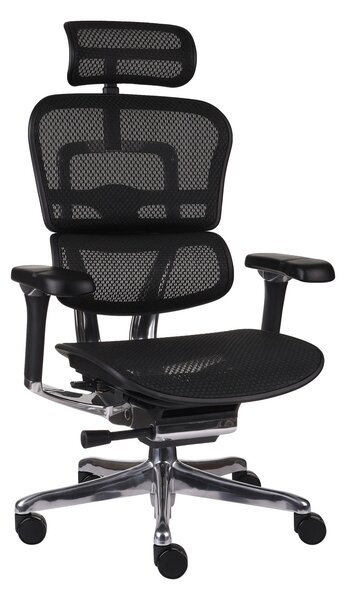 Ergohuman 2 Luxury BS Black - czarny ergonomiczny fotel biurowy, siatkowy