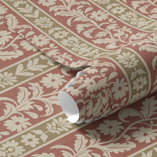 Tapety Pionowe paski retro z kwiatowym wzorem, Tapety Z kwiatami, a00362 : Uwalls.pl