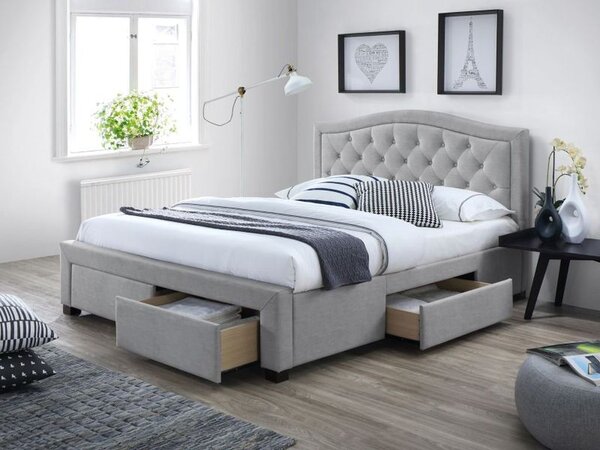 Łóżko tapicerowane ELECTRA 160 x 200 cm szare
