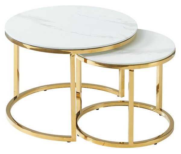 Zestaw okrągłych stolików na złotej podstawie Muse II