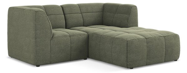 Zielony narożnik z materiału bouclé (prawostronny/z szezlongiem) Aloha – Makamii