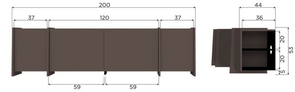 Ciemnobrązowa szafka pod TV w dekorze jesionu 200x53x44 cm Brock – WOOOD