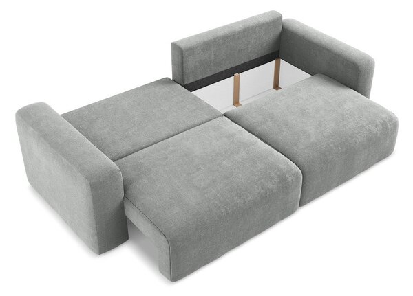 Szara rozkładana sofa ze schowkiem z tkaniny szenilowej 252 cm Kona – Makamii