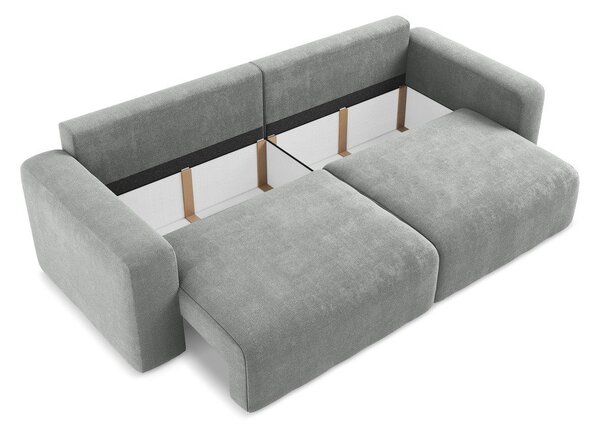 Szara rozkładana sofa ze schowkiem z tkaniny szenilowej 252 cm Kona – Makamii