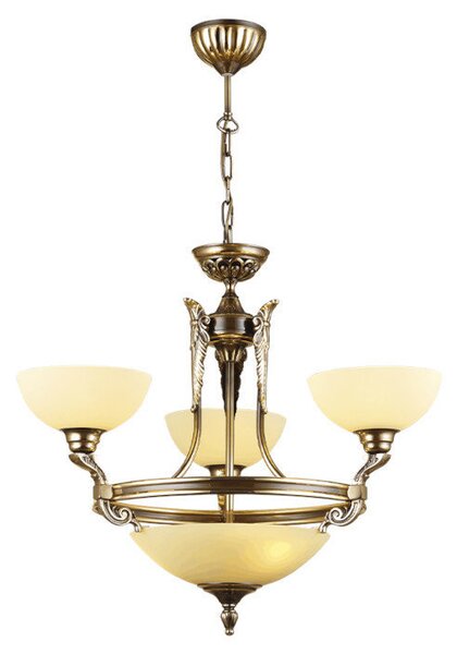Salonowa lampa wisząca CORDOBA szklany zwis ampla na łańcuchu patyna matowa - patyna matowa