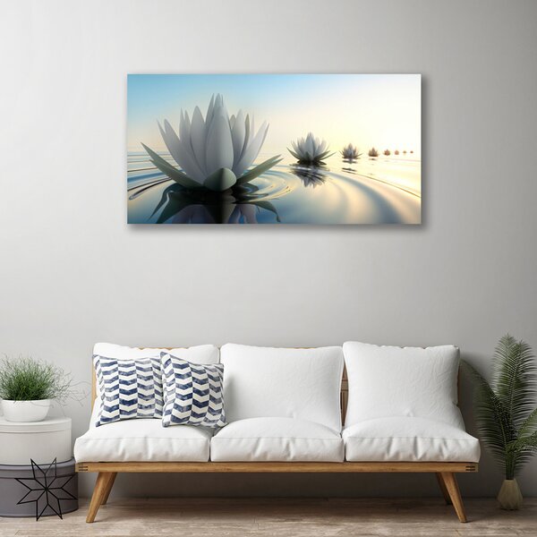 Obraz canvas na ścianę Lilie Wodne w Cichym Stawie