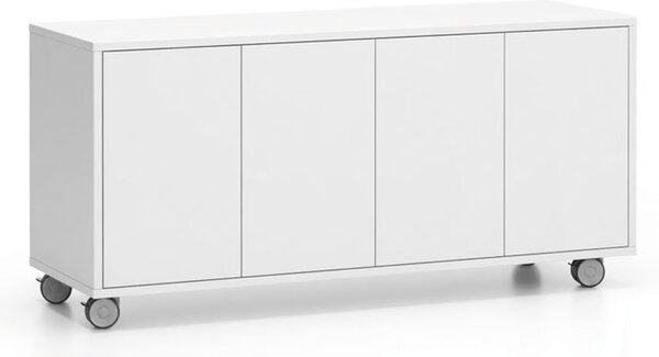 Komoda mobilna LAYERS, długa, 1200 x 400 x 575 mm, biała