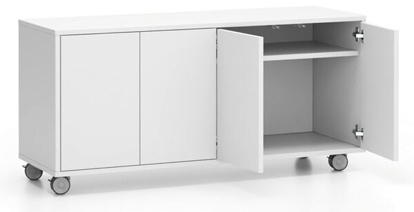 Komoda mobilna LAYERS, długa, 1200 x 400 x 575 mm, biała