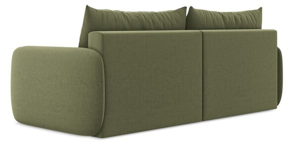 Zielona aksamitna rozkładana sofa ze schowkiem 238 cm Kalena – Makamii