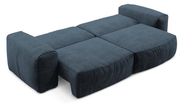 Ciemnoniebieska rozkładana sofa z tkaniny szenilowej 275 cm Kuki – Makamii