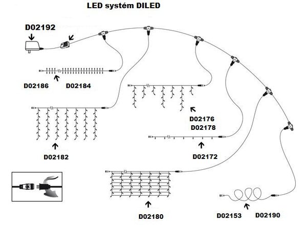 DiLED świetlna sieć - 100 LED, biała ciepła