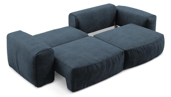 Ciemnoniebieska rozkładana sofa z tkaniny szenilowej 275 cm Kuki – Makamii
