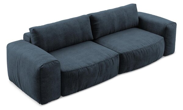 Ciemnoniebieska rozkładana sofa z tkaniny szenilowej 275 cm Kuki – Makamii