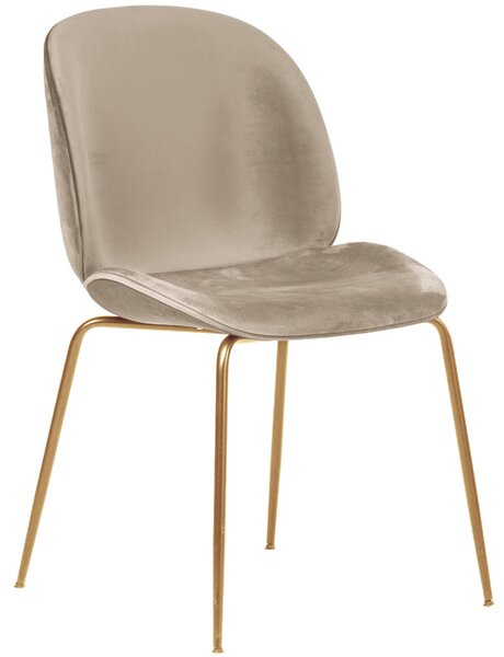 Krzesło tapicerowane złote nogi welur BOLIWIA - beżowy