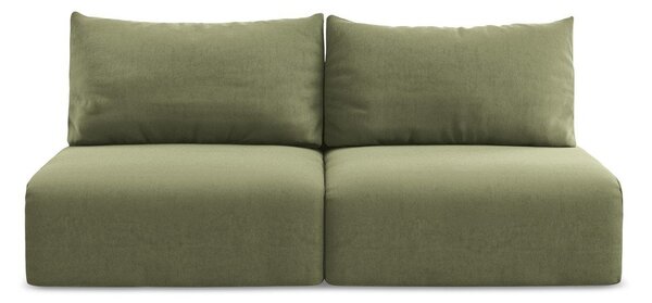 Zielona aksamitna rozkładana sofa ze schowkiem 216 cm Kalena – Makamii